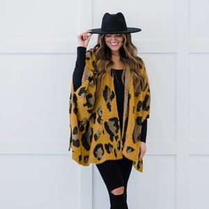 Leopard Print Handkerchief Hem Cardigan